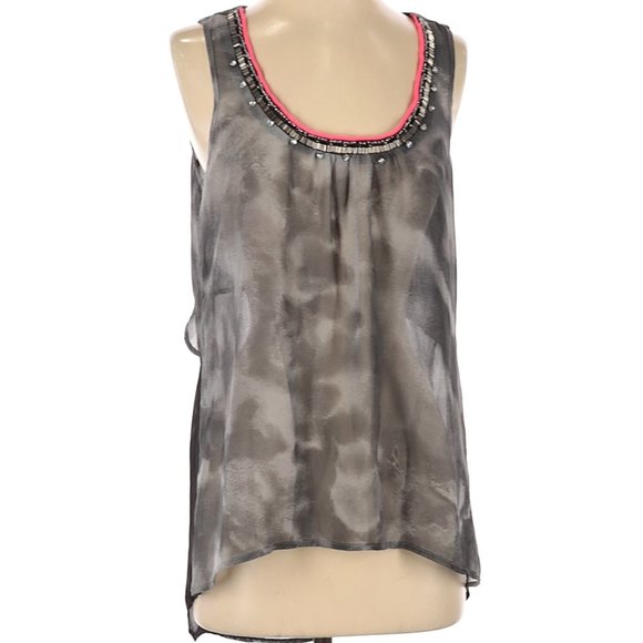 Maurices Studio Y Sheer Tank Gray Black Pink Rhinestone Medium - Picture 8 of 10